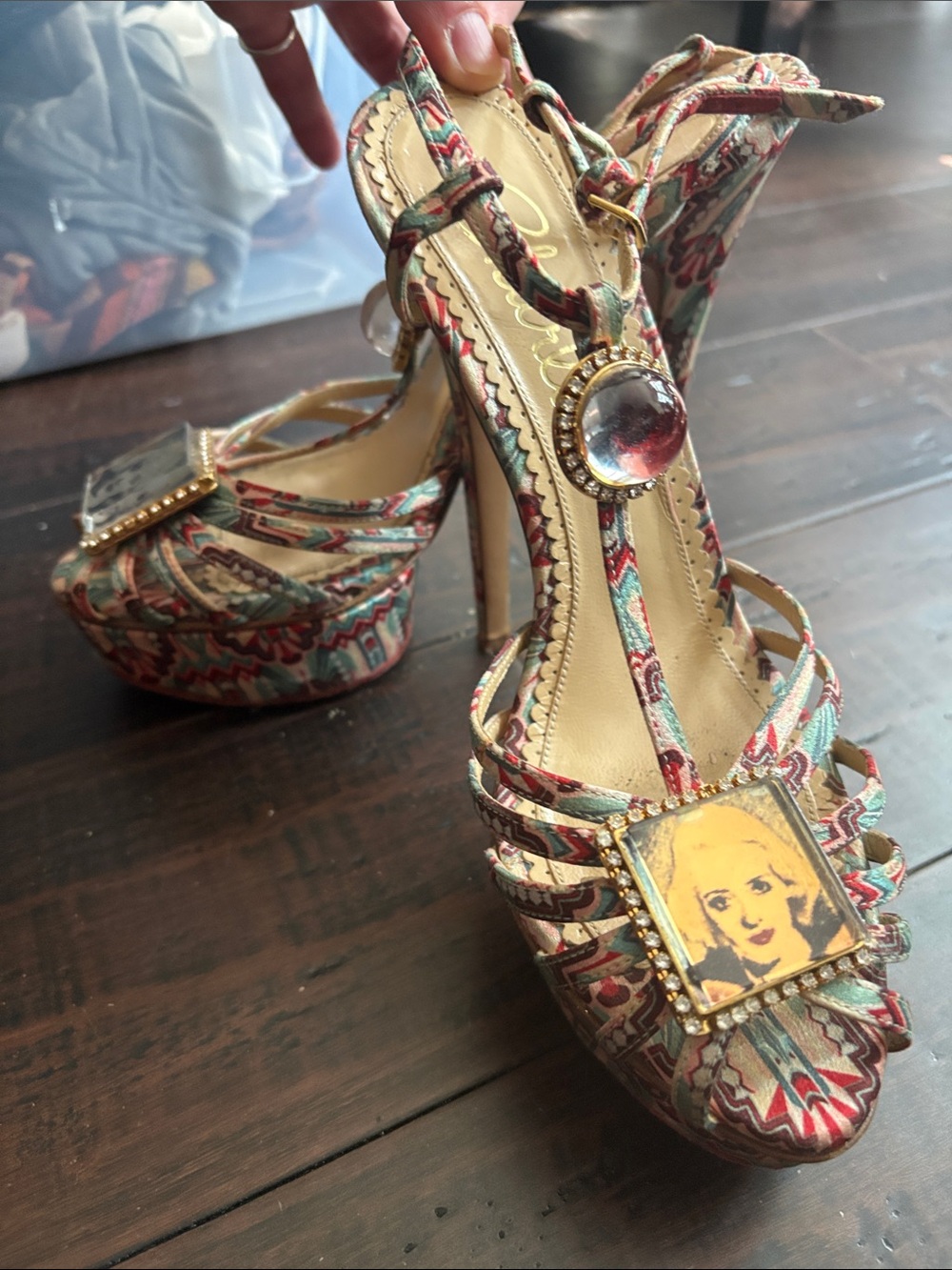 Charlotte Olympia Betty Davis Hollywood Platform Heels - Decorative Gem